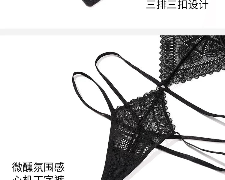 MOYISU Sexy Lace Bodysuit Push-Up Bra Set Small Chest Enhancer Anti-Sag Adjustable Straps Comfort Allure One-Pc Lingerie Fashion