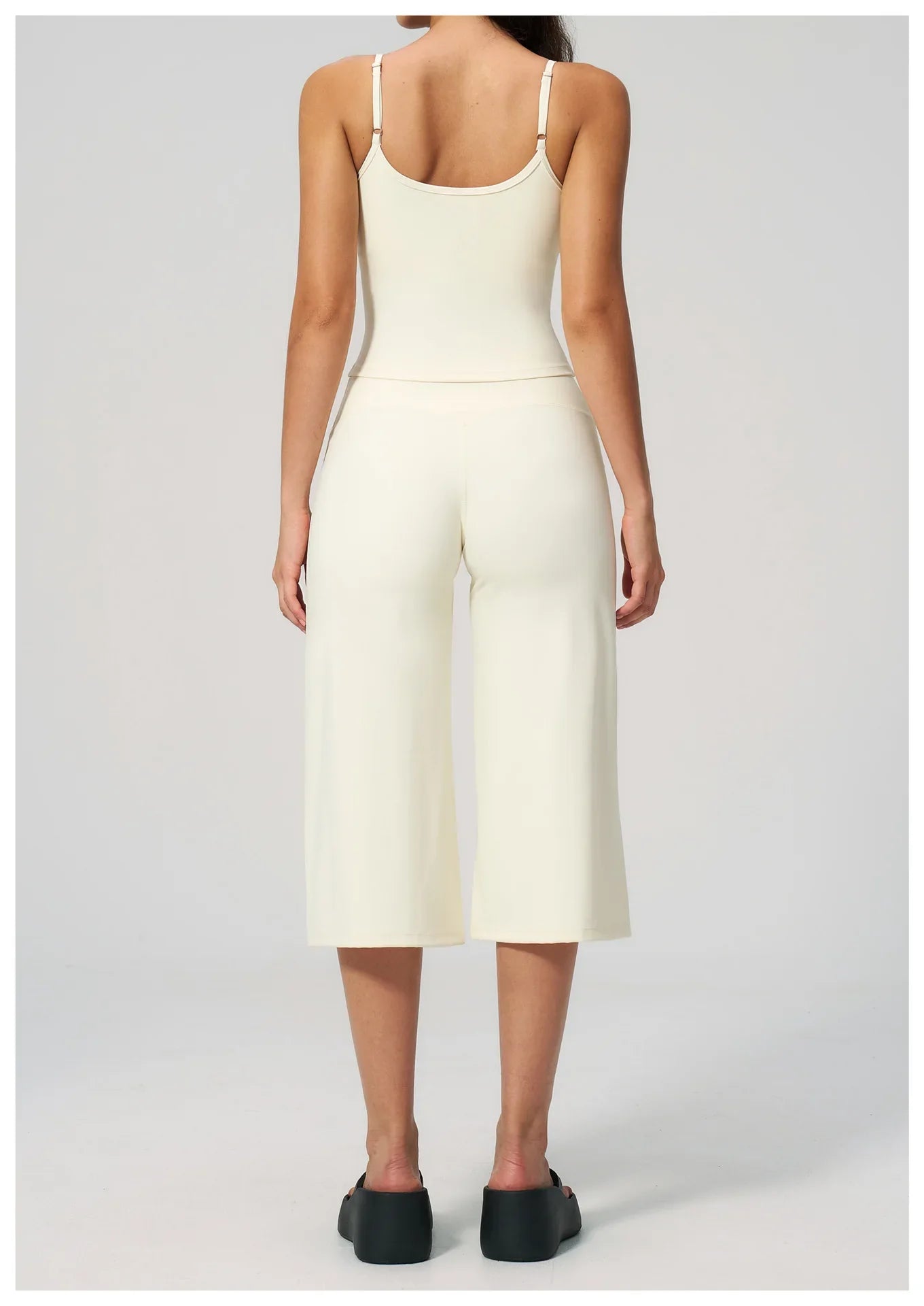 Gym Workout Yoga Sets Women Square Neck Slimming Sports Tank Top Fitness Gym Suit Outdoor High Waist Flare Pants Two-piece Set