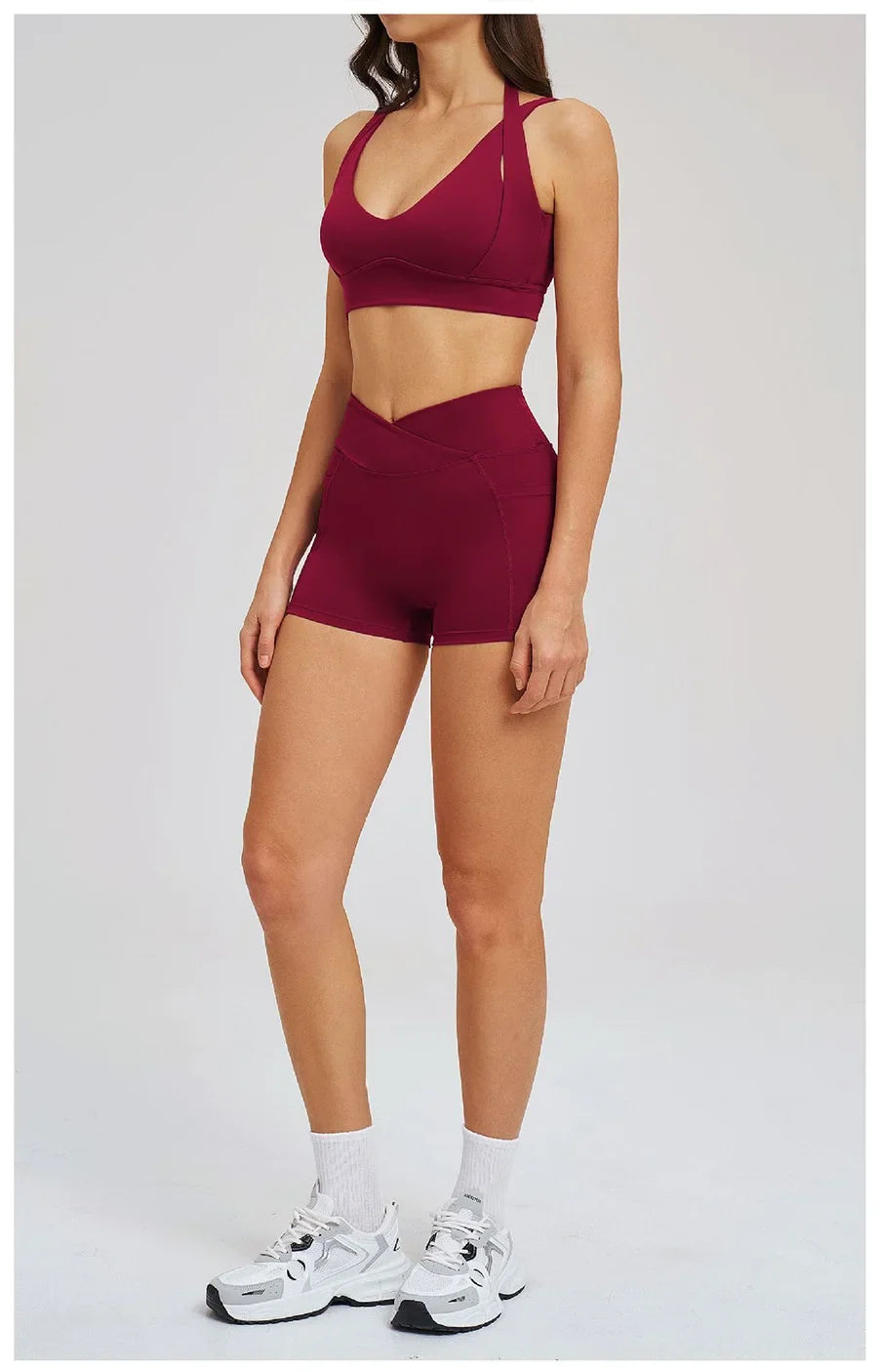 Women' Sports High Waist Shorts Set Fitness Cycling Elastic Sports Pants Yoga Bra Set Gym Sportswear Workout Set Athletic