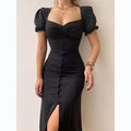 Fashion Bandage Bodycon Dresses For Women Puff Short Sleeves Sexy Low Cut Slim A-line Dress Elegant Ladies Vestidos 2023 Summer