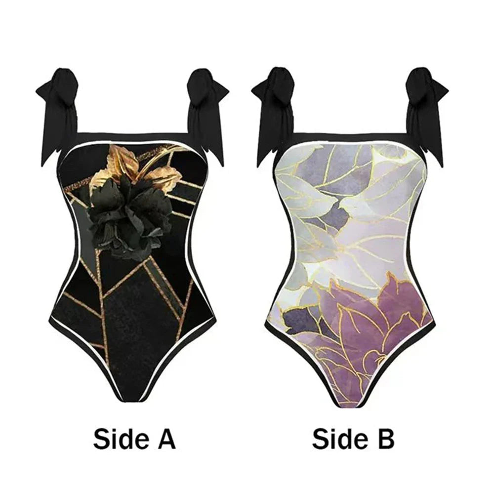 2026 High Quality Double-sided Printed Push Up Women Bikini Set Printed Strappy Bandage Swimwear Brazilian Biquini Bathing Suit