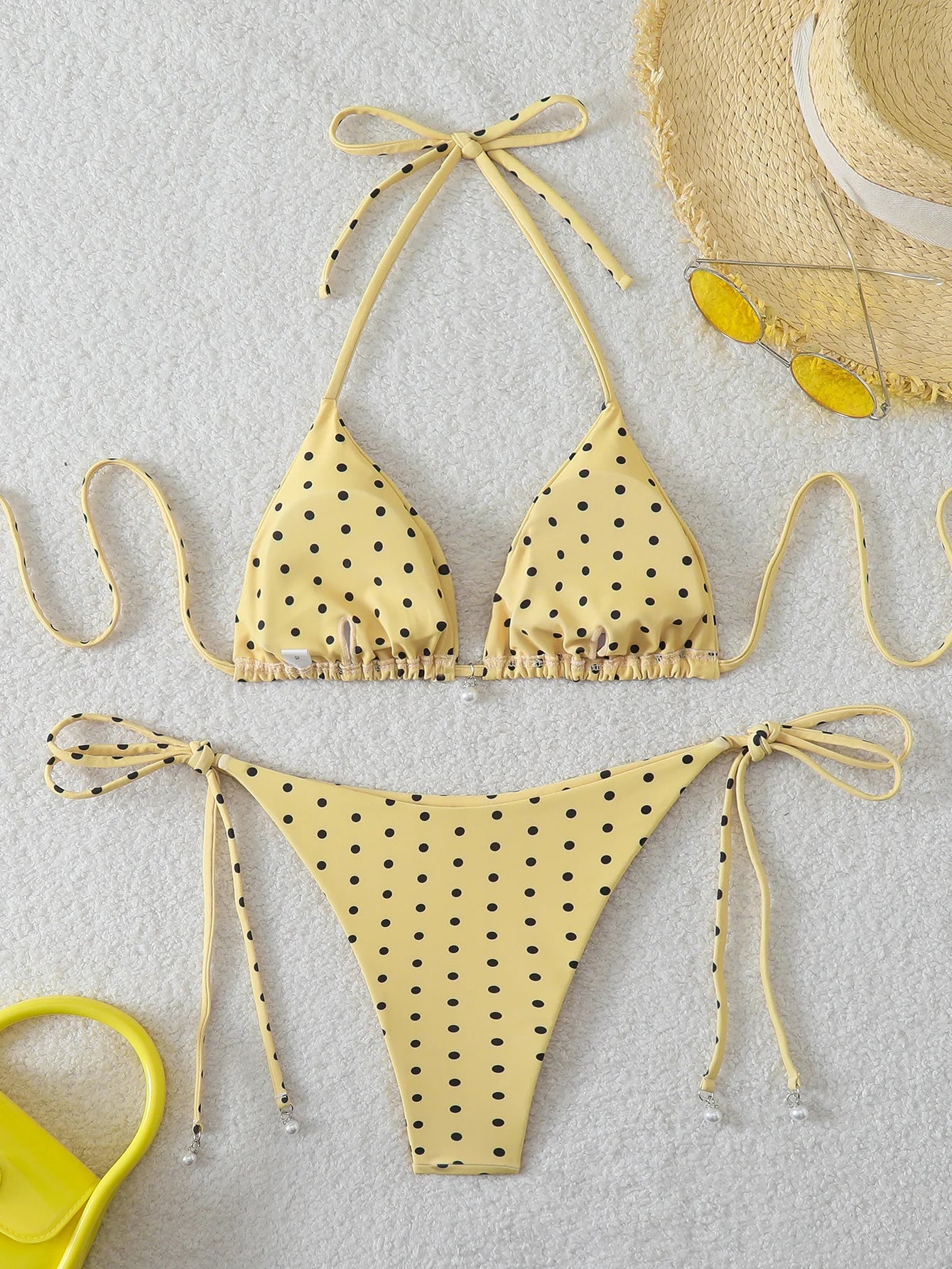Triangle Halter Thong Bikinis 2026 Women Sexy Swimsuit Dot String Swimwear Female Bathers Bathing Swimming Swim Suit Beachwear