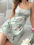 Women's Floral Print Spaghetti Strap Nightgown, Lightweight Sleeveless Cami Sleep Dress, Summer Loungewear for Women