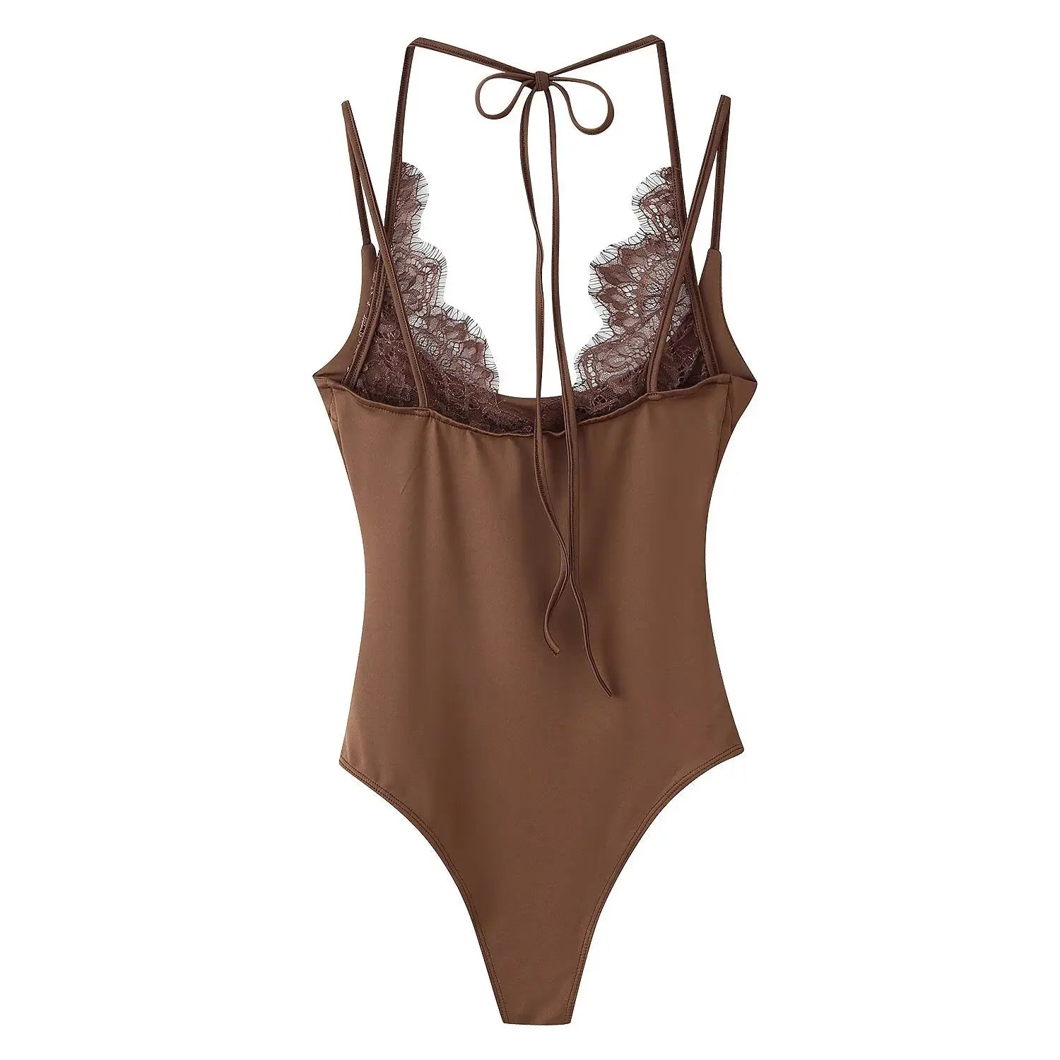 Women's Lace Patchwork Halter Neck Bodysuits Lace Backless Halter Bodysuit Strap For Women Daily Wear Bodysuits Pure Desire SSQF