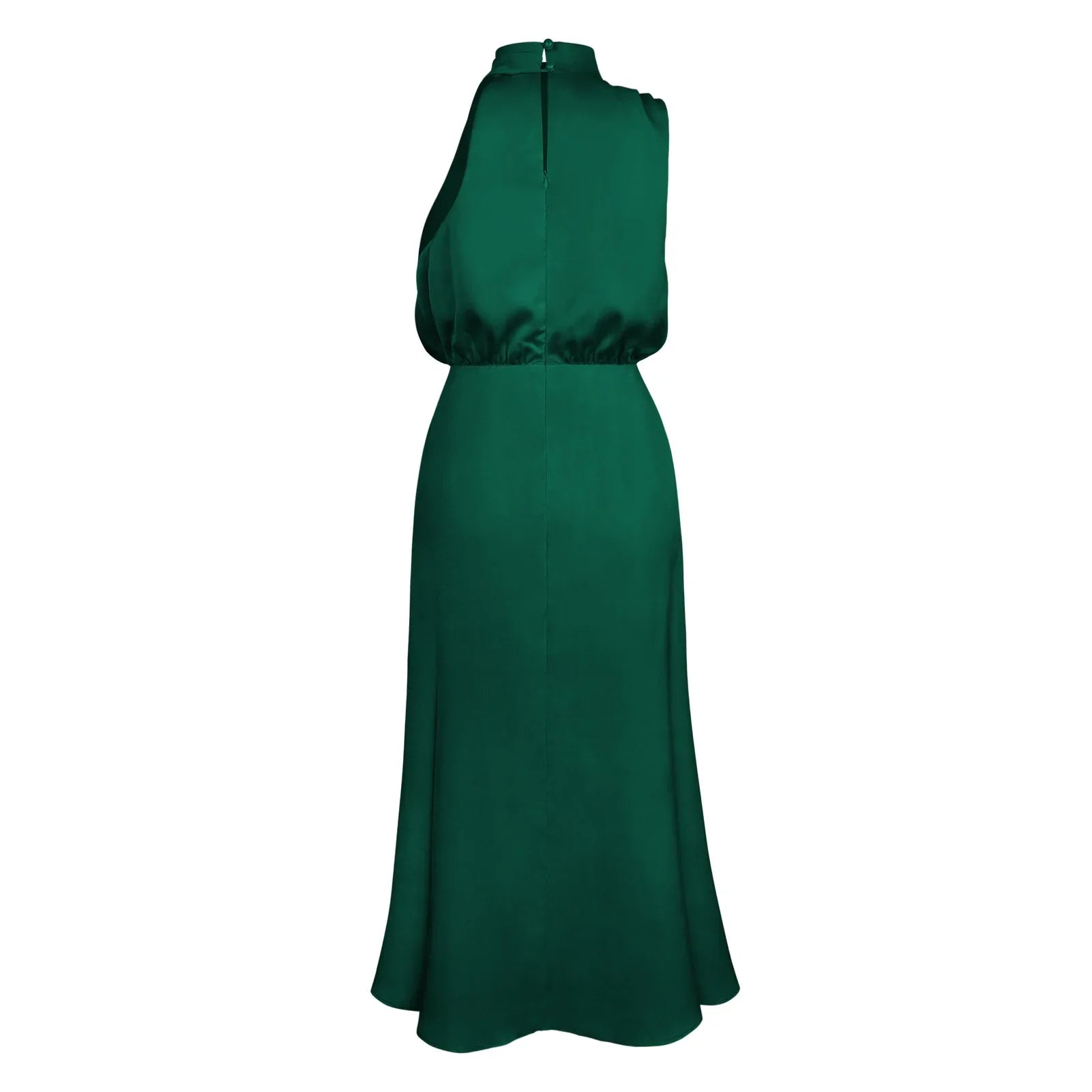 Foridol One Shoulder Turtleneck Tank Satin Women Party Dress Robe Zip Sleeveless Elegant Vintage Folds Women Clothing 2025