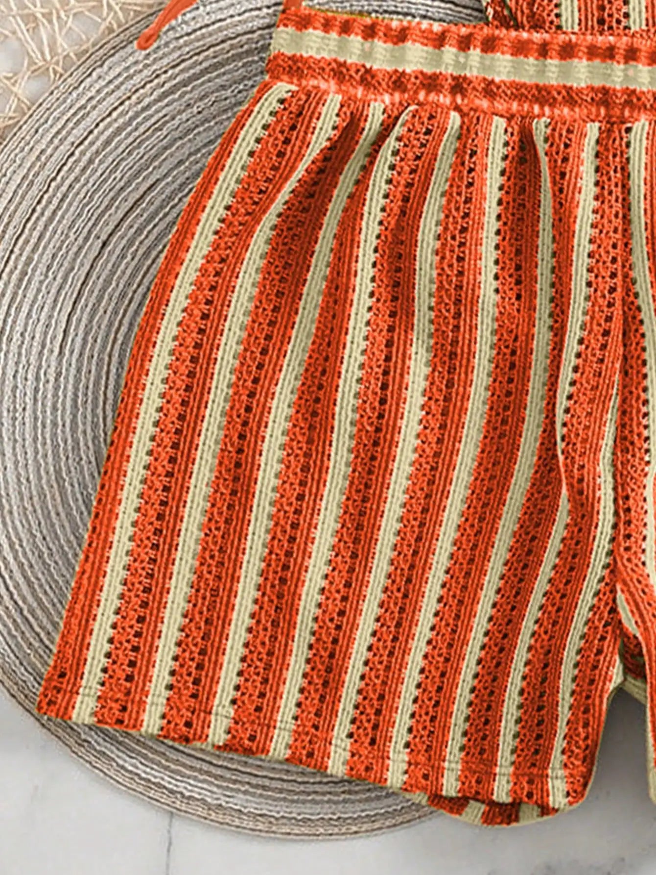 3PCS With Shorts Stripe Halter Fishnet Bikini Women Swimwear Female Swimsuit Three-pieces Bikini Set Bathing Suit Swim Beachwear