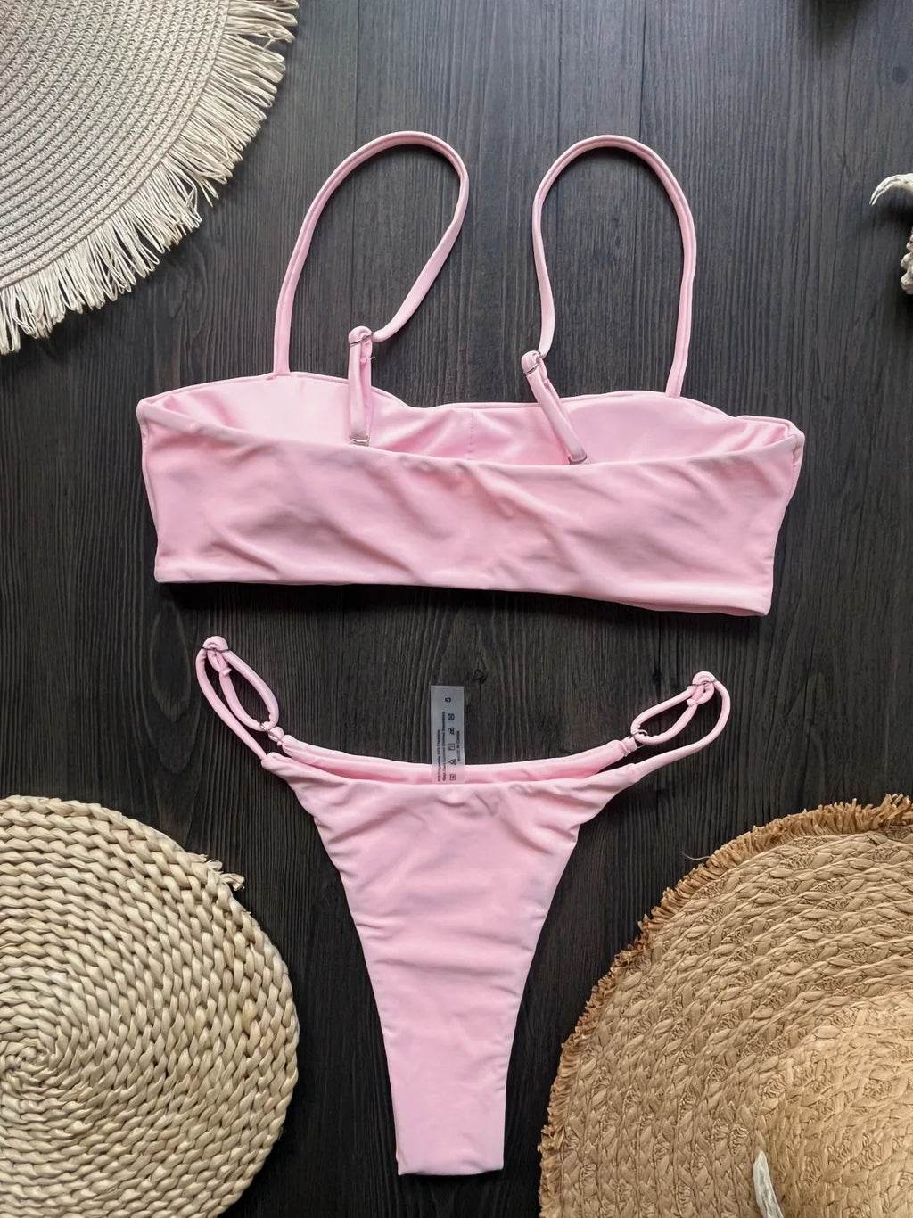 Black rhinestone process bikini sexy thong split swimsuit 2-piece beach set