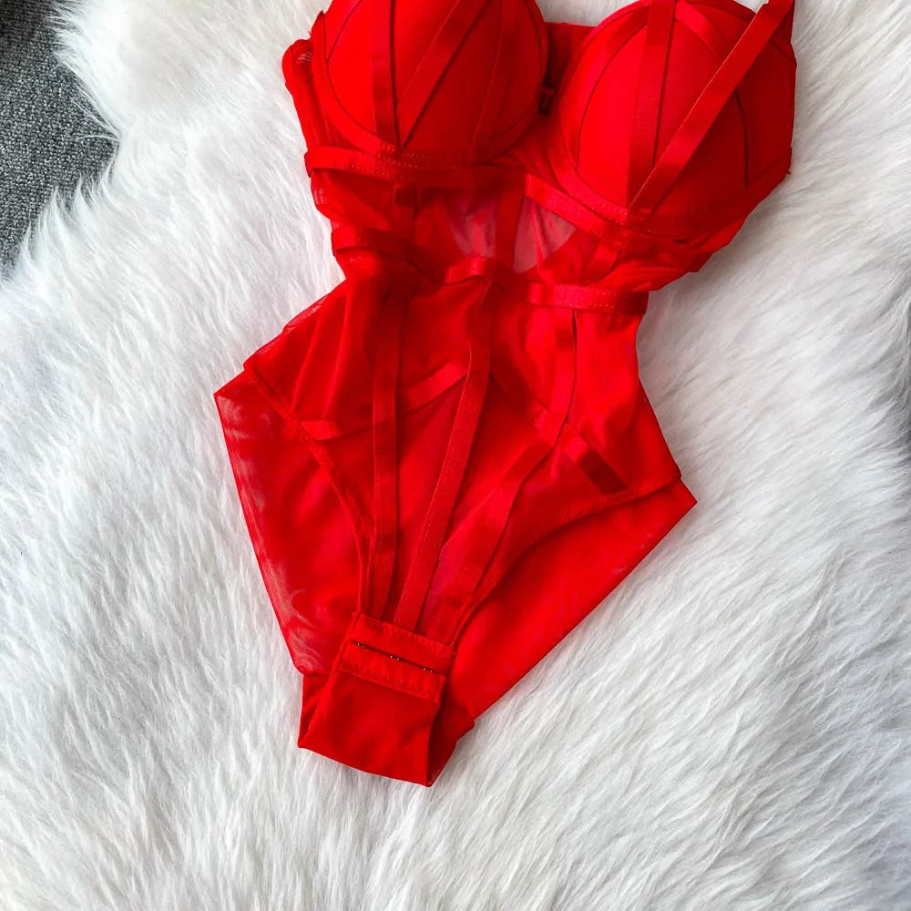 MOYISU Women's Sexy Summer Bodysuit Halter See Through Mesh Lingerie Push Up Pads Euro Style Boho Chic Shapewear Hot Item AU Hot