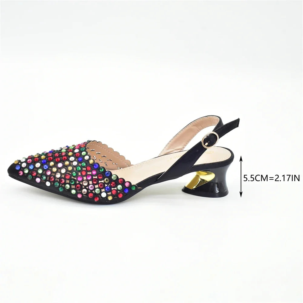 Doershow charming Shoes And Bag Matching Set With silver Hot Selling Women Italian Shoes And Bag Set For Party Wedding!  HAB1-9