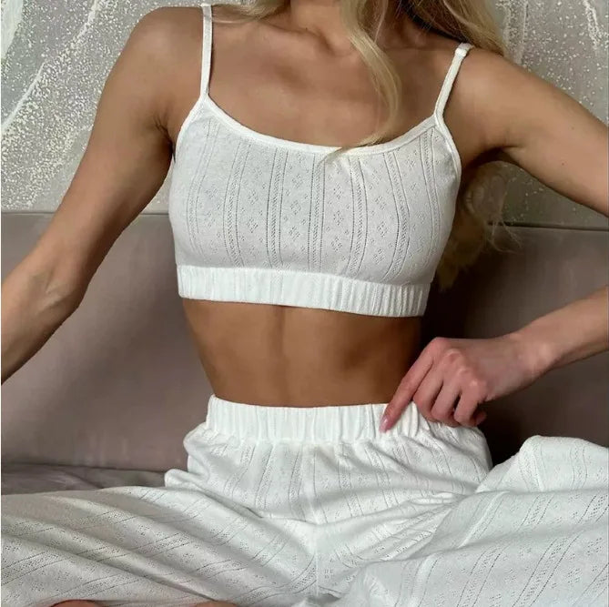 Women's Sleepwear Suspender Pants Comfort Pajama Pants Set Cotton Women's Pajamas Loungewear  Pjamas for Women Pajama