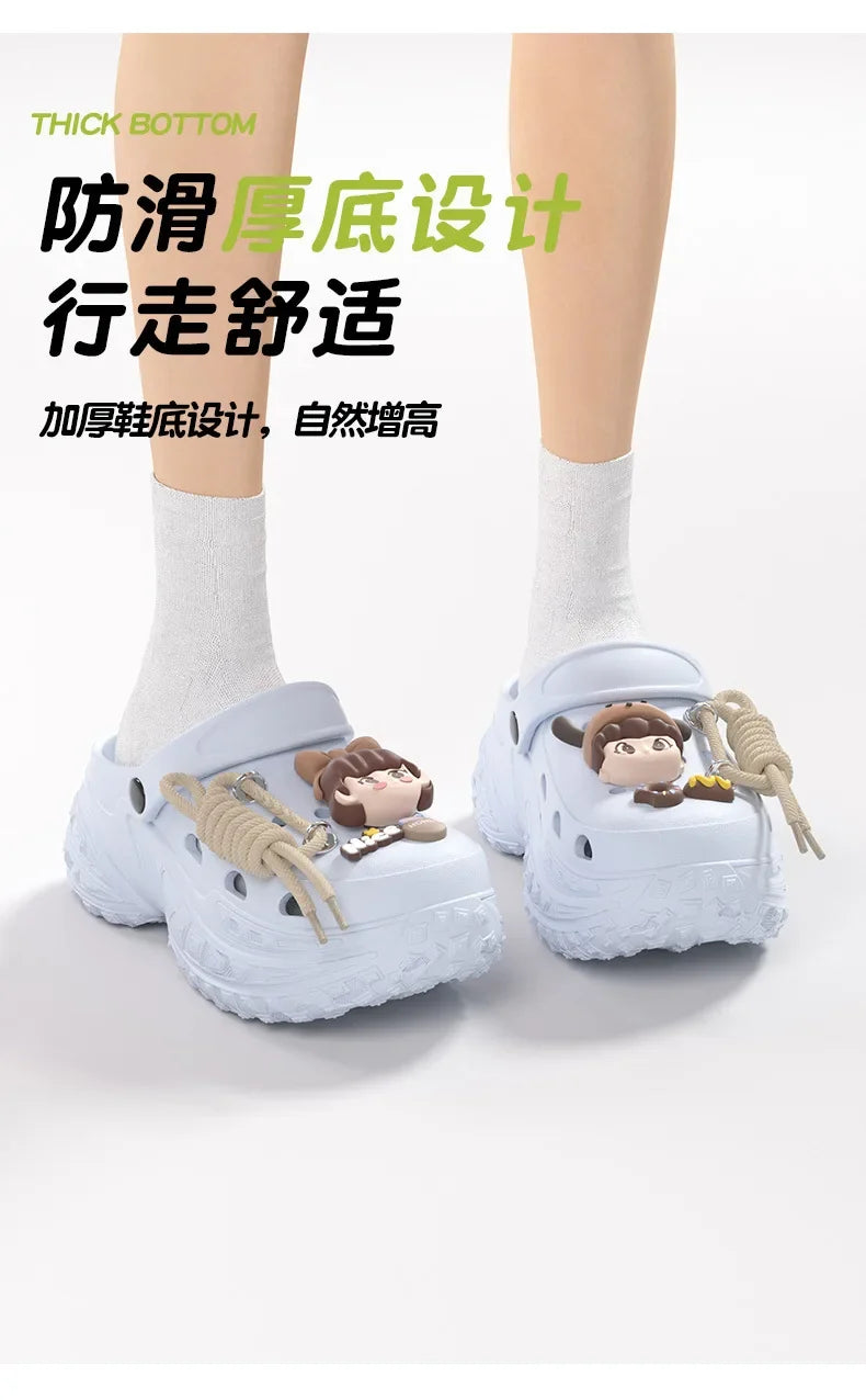 Cute DIY Charms Indoor Street Slippers For Women Fashion Clogs Soft EVA Anti-slip Summer Shoes Girls Leisure Platform Sandals