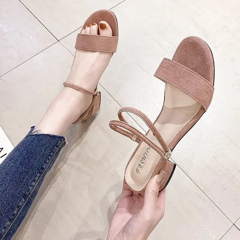 Women Sandals Chunky Heels Slides Summer 2026 Elegant Shoes Women Slipper Big Size 34-42 Fashion Summer Sandal Women