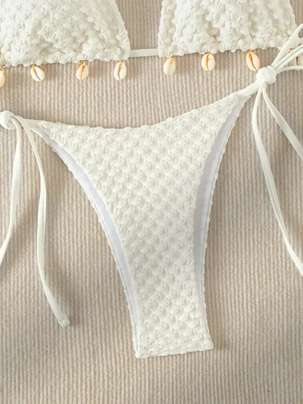 Sexy Bikini Set Shell Designer Swimsuit 2025 White Black Push Up Micro Bikinis Summer Bathing Suit Tie Side Triangle Swimwear