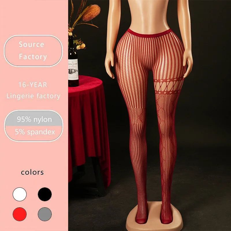 Leggings Lace Fishnet Stockings High Socks Sexy One-piece Pantyhose Striped Jacquard Tight-Fitting Solid Color Pantyhose YMWS