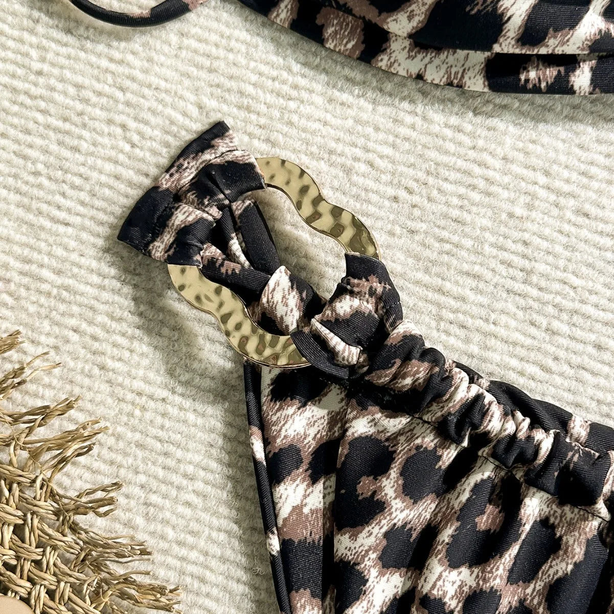 New Leopard Ruffled Bra Cup Bikini  Women Bandeau Swimsuit Female Swimwear Two Pieces Bikini Set Push Up Bathing Suit Swim Lady