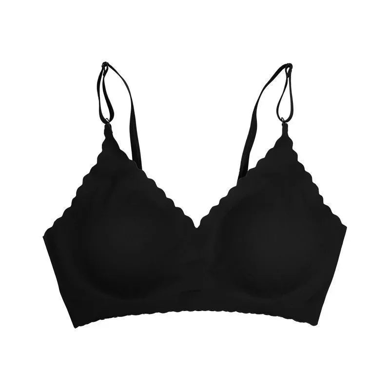 Seamless Ice Silk Ultra-Thin Breathable Bra Comfortable Breathable Underwear Women's Suspender Wavy Sexy Push-up Vest