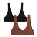 2Pcs/Set Women Non-wire Bra Crop Top Seamless Underwear Female Plunge Bra Tops Ribbed Sexy Lingerie Sports Intimates