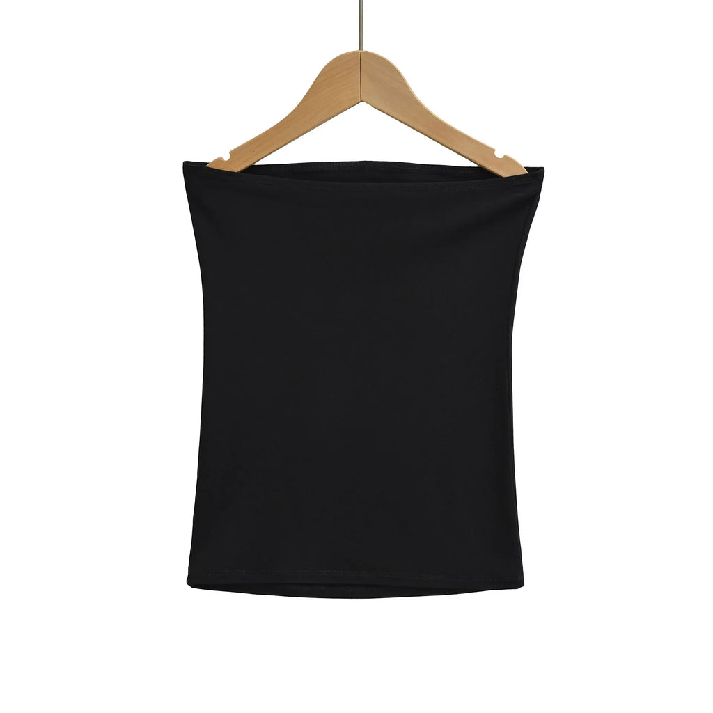 Spring Style Black And White Top Hot Girl Flat Top Tube Top Sexy Off-Shoulder Strap With Chest Pad Beautiful Back Camisole BPVE