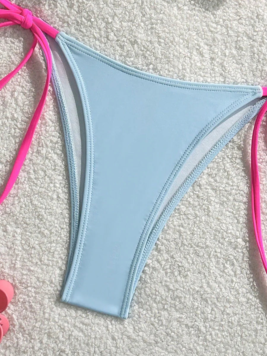 XS - L Splicing Halter 3D Flower Bikini Female Swimsuit Women Swimwear Two-pieces Bikini Set High Cut Bather Bathing Suit Swim