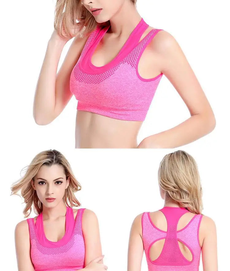 6 Colors Sports Bra Women Cross Hollow Back Gym Jogging Crop Top Female Tops Yoga Fitness Shockproof Vest Sport Bras for Women