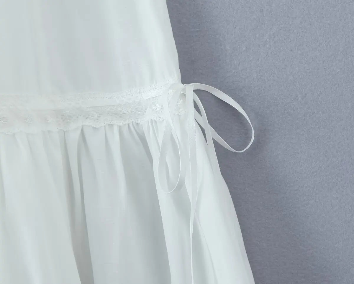 Summer Womens White Dresses Spaghetti Strap New in Long Dress 2025 Beach Casual Midi Party Vestidos Single Breasted Lace Dress