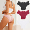 3PCS/Set Women Cotton Panties Low Waist Sexy Lace Brazilian Briefs Female Cross Webbing Underpants Soft Breathable Lingerie S-XL