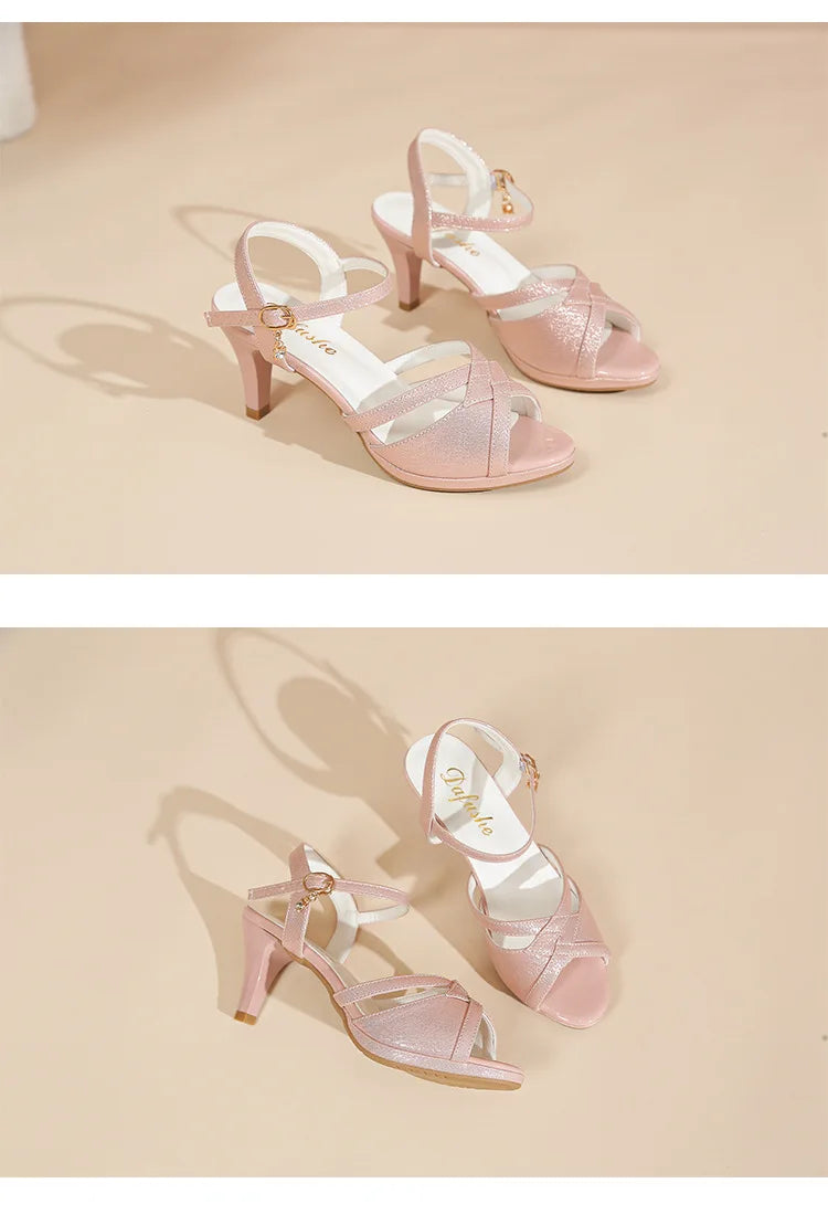 Sandals for Women's  New Summer Elegant Temperament High Heels Coarse Heels Fish Mouth Breathable Comfortable Fashion Pumps