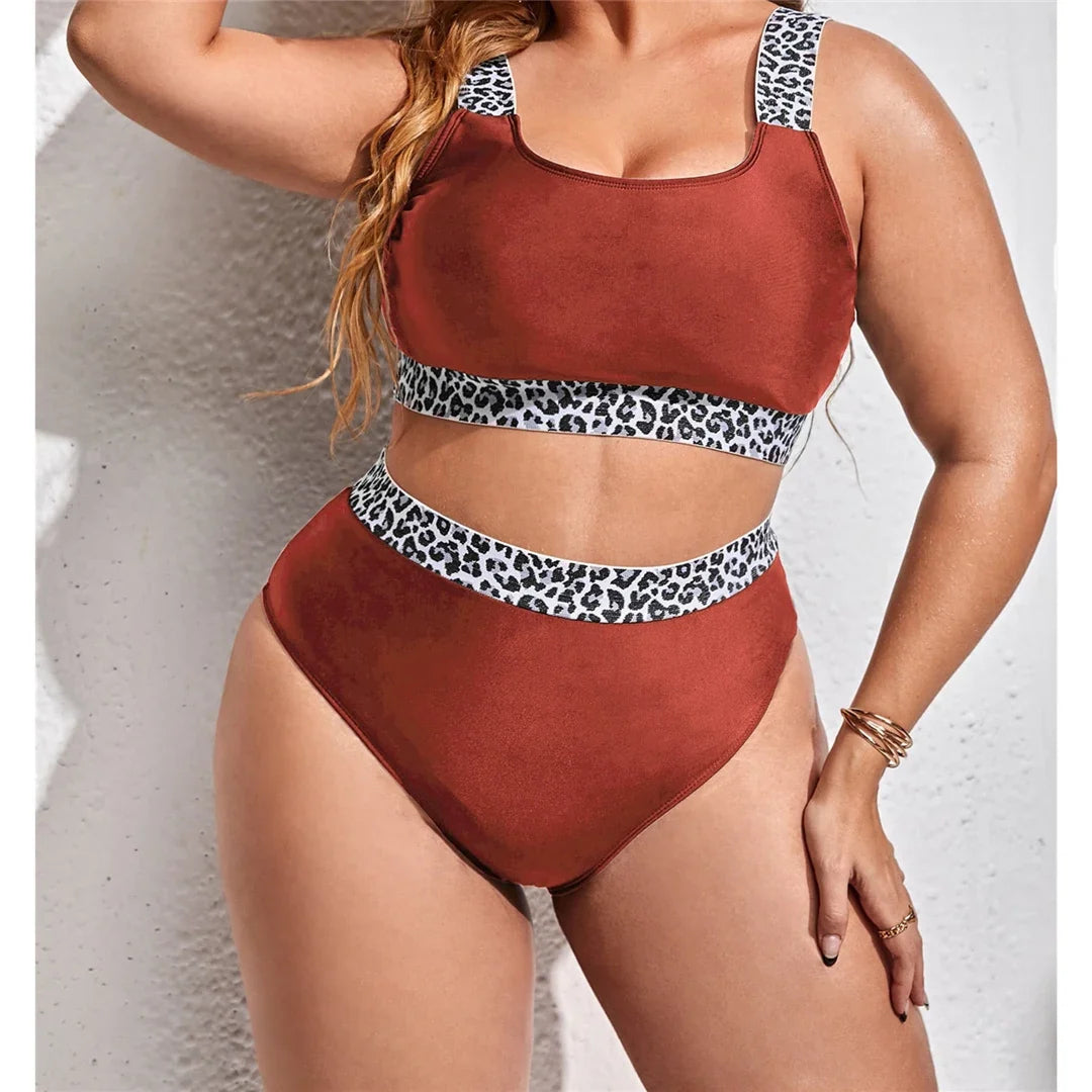 0XL - 4XL Splicing Bikini Large Size Swimwear Plus Size Women Swimsuit Female Two-pieces Bikini set Bather Bathing Suit K3785