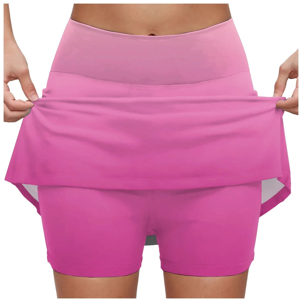 Women's Gradient Tennis Skirts High Waisted Athletic Skort With Built In Shorts Anti Slip Quick Dry Summer Skirt For Sports