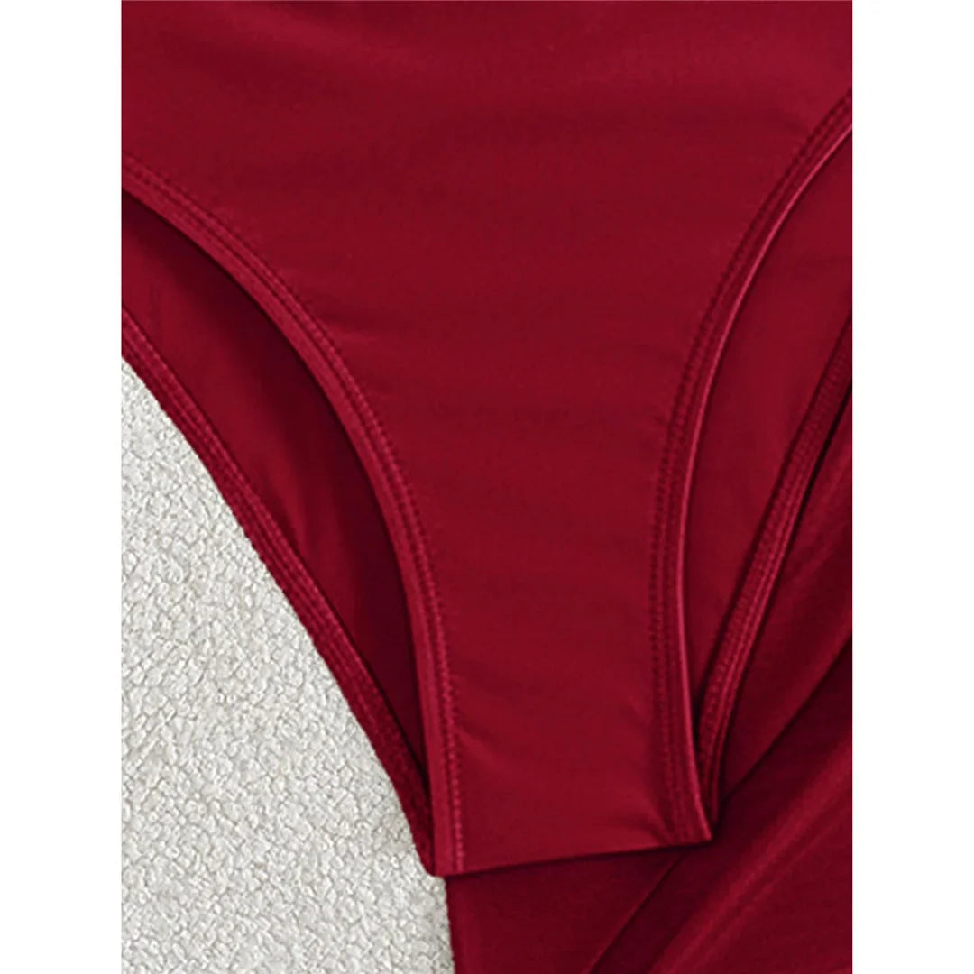 XS - L 6 Colors One Piece Swimsuit Female With Skirt Cut Out Women Swimwear Bandeau Metal Ring Bather Bathing Suit Swim V8108