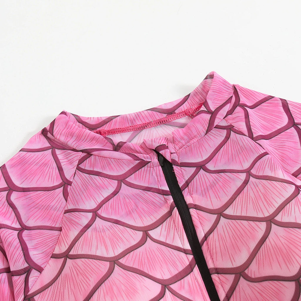 2025 New Sexy Print One Piece Swimsuit Women Swimwear Monokini Long Sleeve Bathing Suit Female Bodysuit Surfing Swim Wear Beach