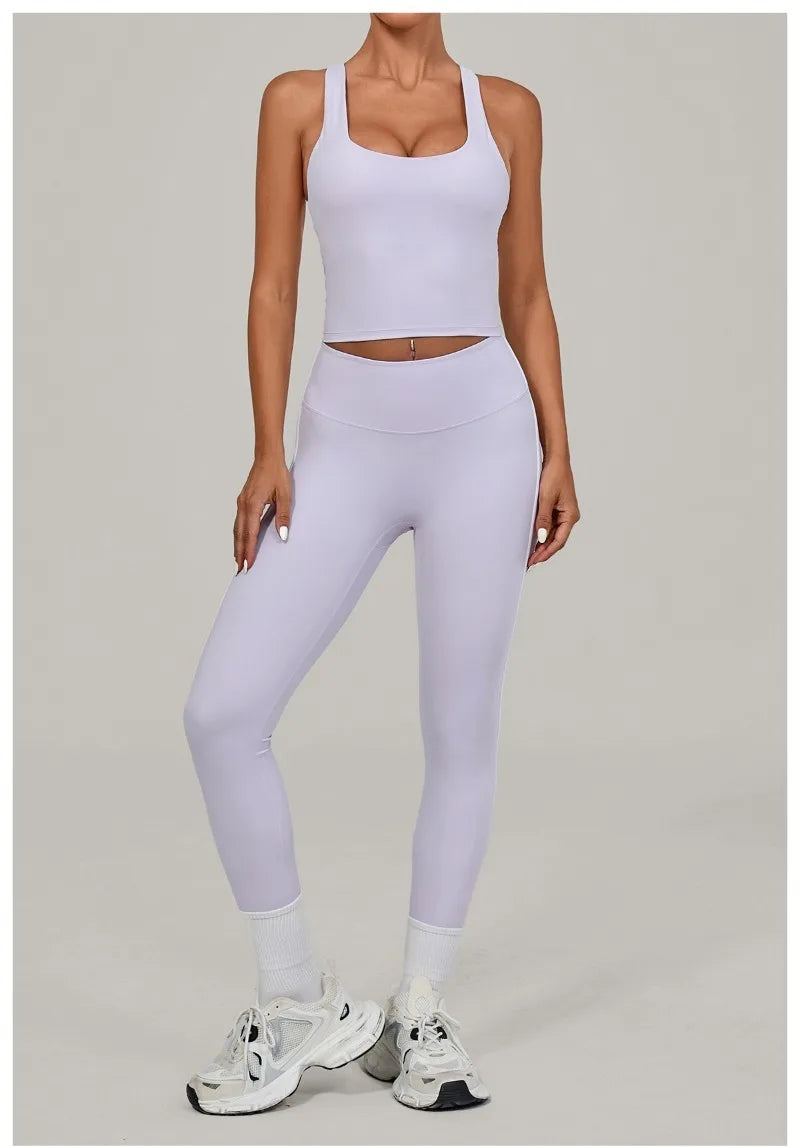 Women's Seamless Yoga Sets Sports Fitness Beauty Back Vest Hip-lifting Pants Slim-fit Suits Running Workout Gym Training Sets