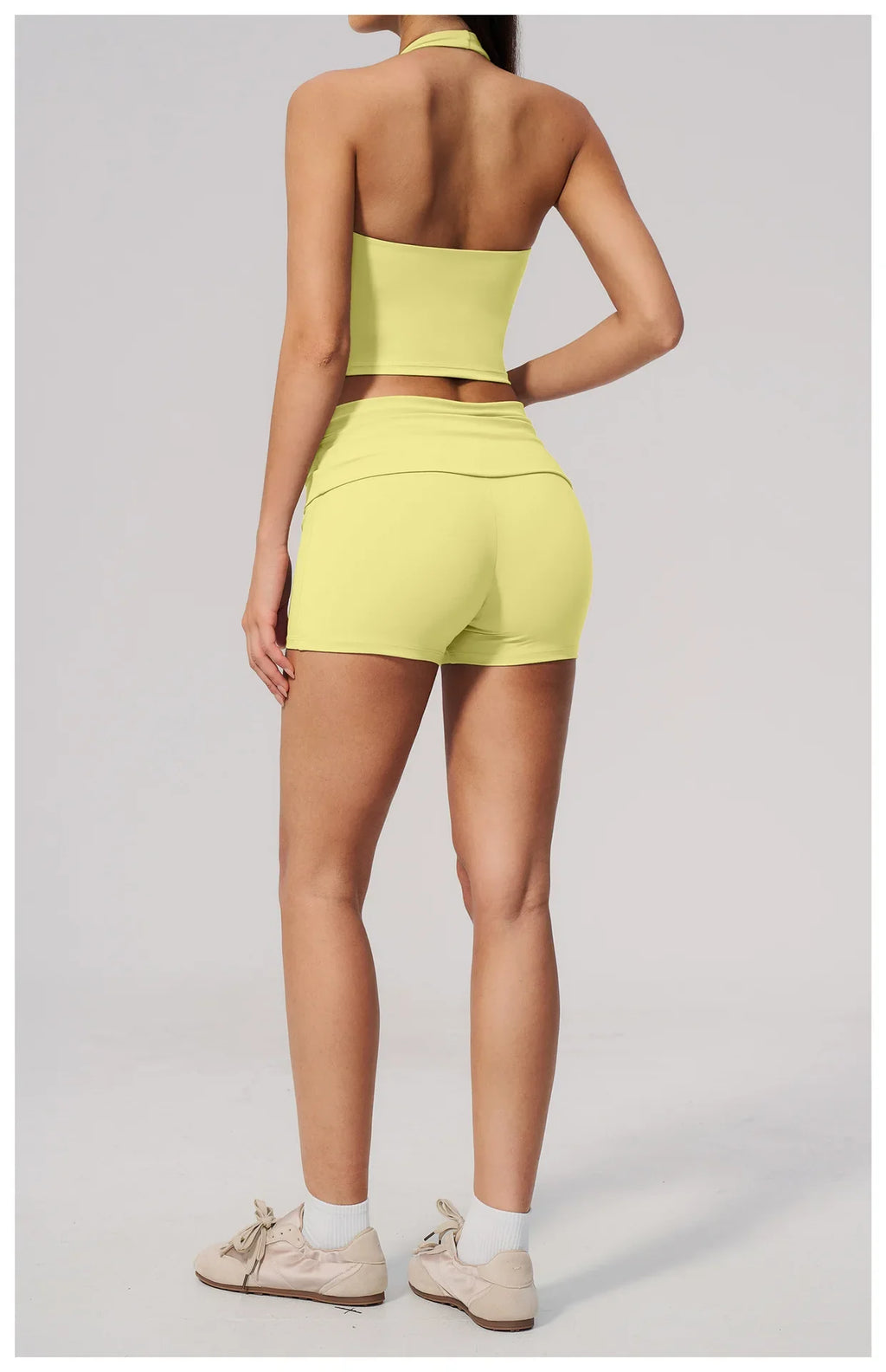 2PCS Yoga Set Women V-neck Cross Neck Shock-absorbing Sports Vest Workout Pleate Flip High Waist Shorts Gym Runing Fitness Suits