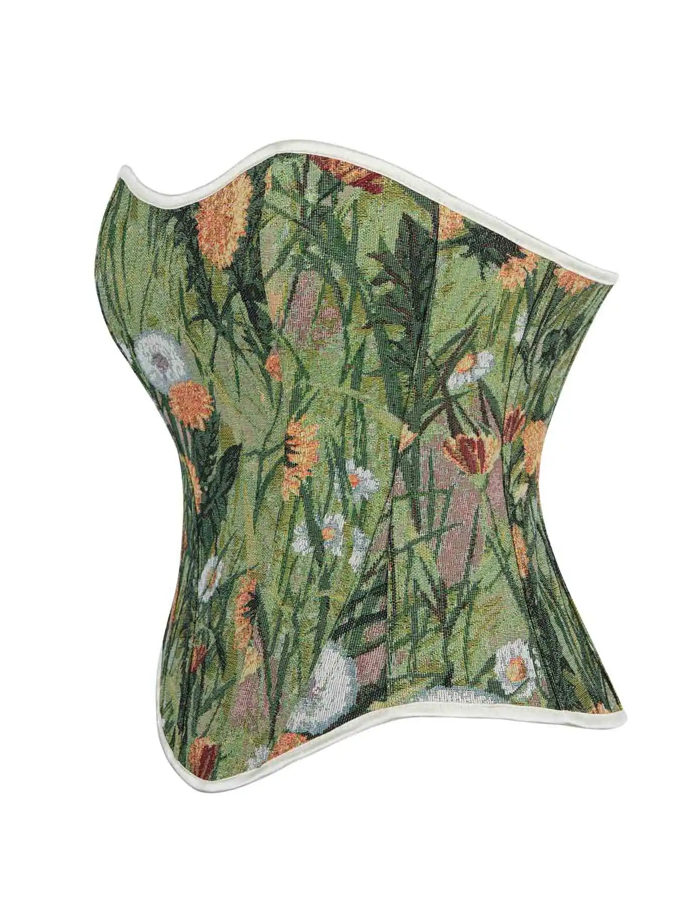 New court Corset dandelion plant flower lace-up and wear corset.