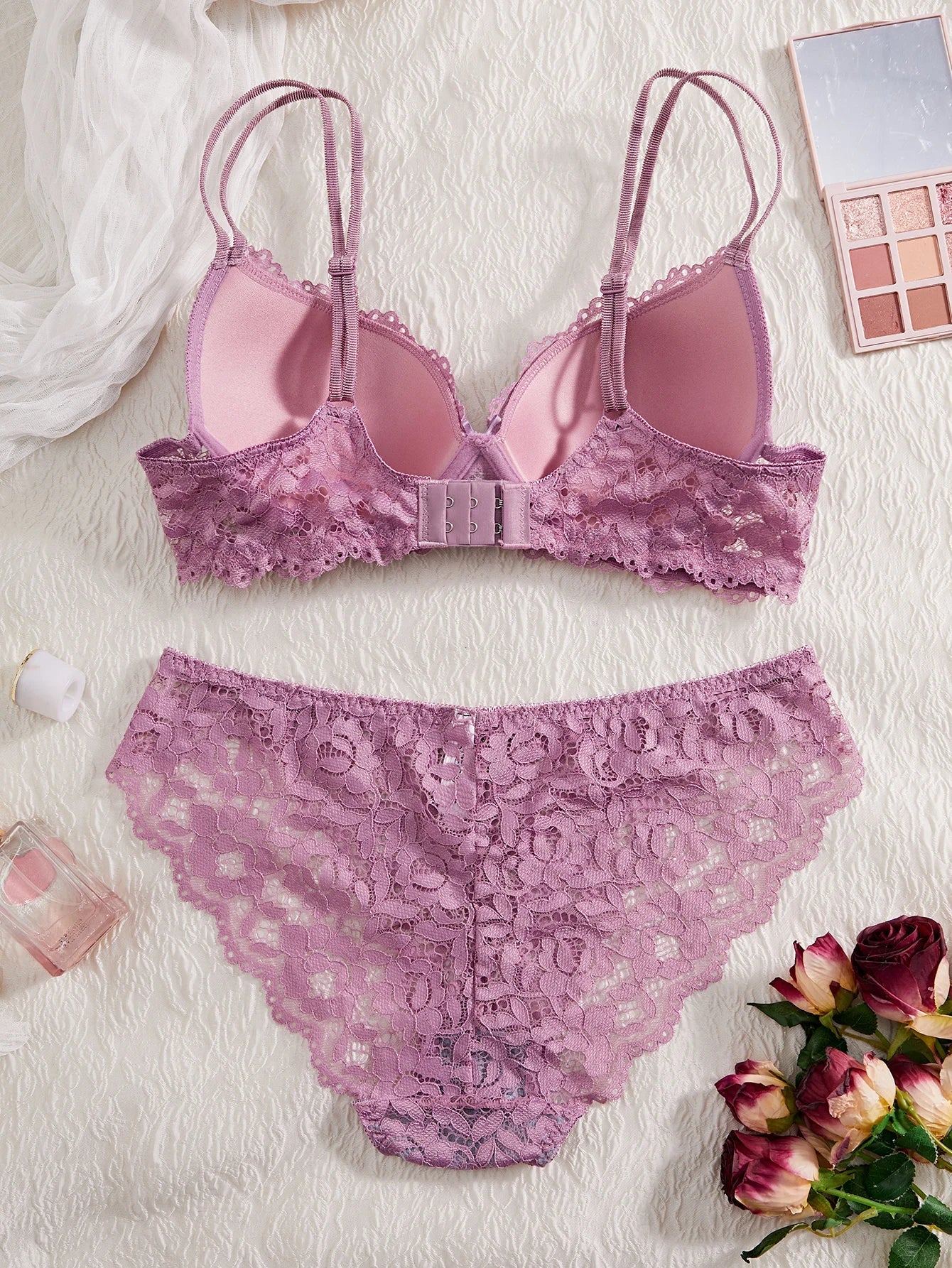 6-Piece Set Lace Women's Underwear Set No Lining Lace Push up Bra Comfortable Fitting Sexy Mesh Lace Panties Women's Bra Set