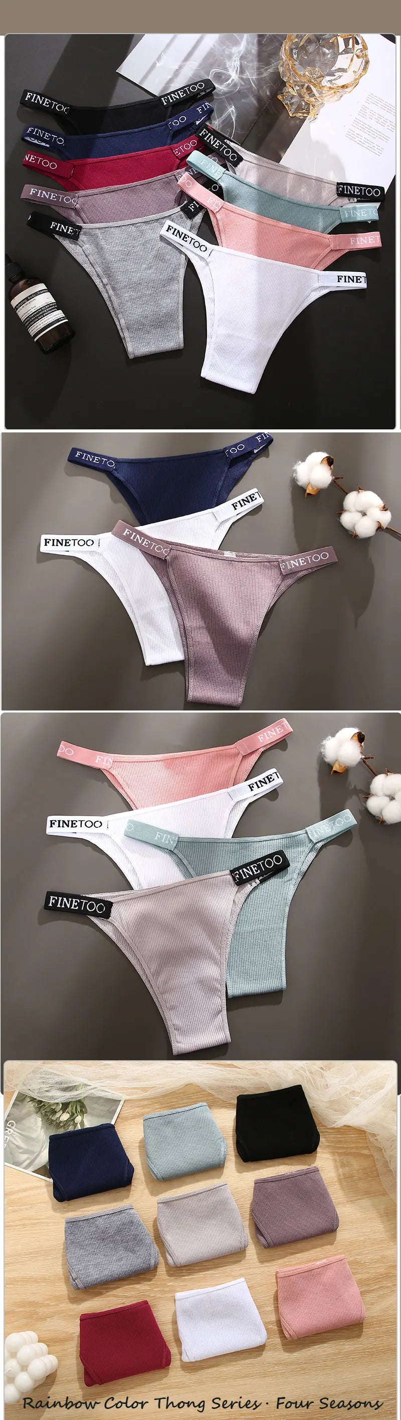 5PCS Women Cotton Maillard Brazilian Sexy Panties Breathable Low Waist Female Underwear Soft Solid Color Intimates High Elastic
