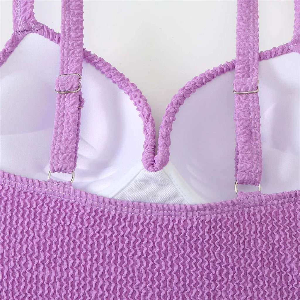 S - XL Crinkled Bikini Push Up Swimsuit Female Swimwear Women Two-pieces Bikini set With Bra Cup Bather Bathing Suit Swim V4886