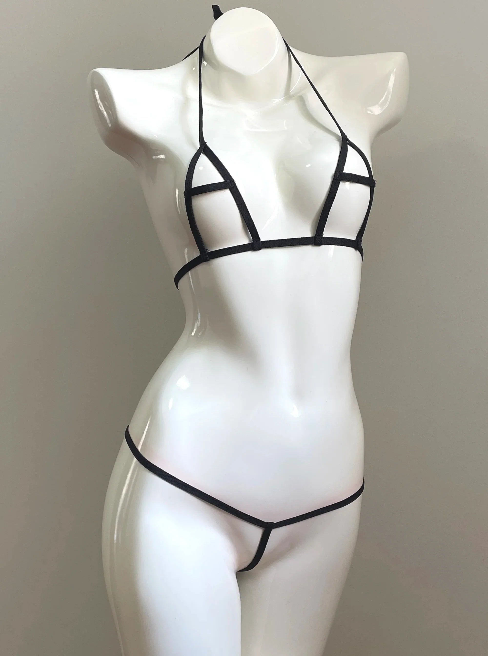 DEKA Women Exotic Mini Micro Bikini Two Piece Hollow Out Swimsuit Bathing Open Crotch Swimwear Lingerie Underwear Set Sunbath