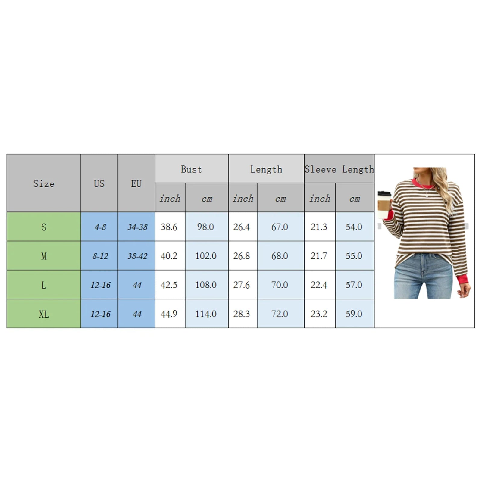 Autumn Winter Long Sleeve Basic T-Shirts Women Stripe Print Round Neck Casual Loose Fit Tunic Tops Streetwear