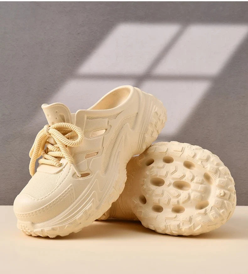 2026 New Leisure Platform Clogs For Women Men Summer Street House Shoes Soft EVA Lace-up Style Slippers Couples Beach Sandals