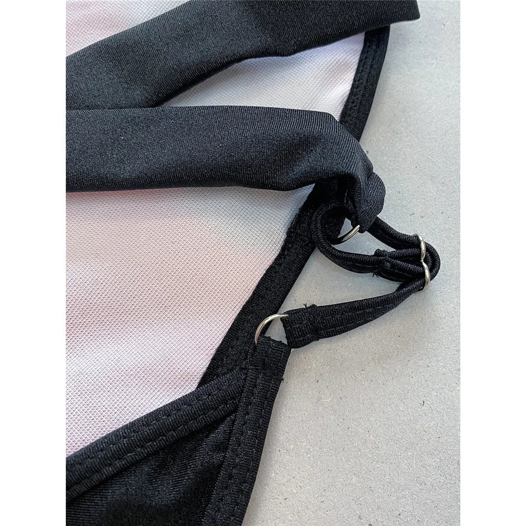 Sexy Splicing V Neck Cross Back Women Swimwear One Piece Swimsuit Female High Leg Cut Monokini Bather Bathing Suit Swim V5261