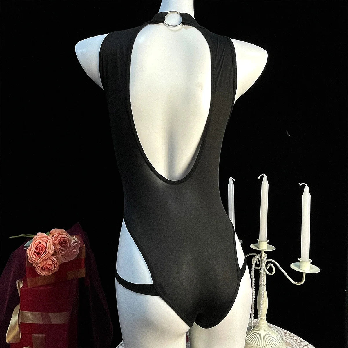 Sexy Crotchless Lingerie Women Hollow Sexiest Bodysuit Erotic Costumes Baby Doll Dress Elastic Porn Underwear Open Crotch Outfit