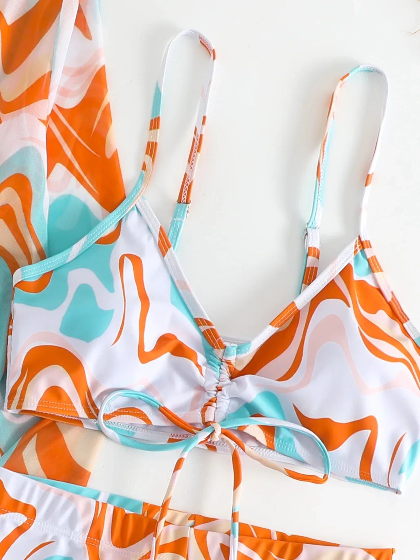 New Sexy 3 Pieces Suit for Women Neck Hanging Bikini Set+Cover-up Swimwear Sunproof Tankini High Waist Shorts Swimsuit Beachwear