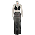 DEKA Beach Cover Up High Split Crochet Knitted Tunic Beach Dress Beach Wear Beachwear Women Long Knit Hollow Tassels Skirt Suit