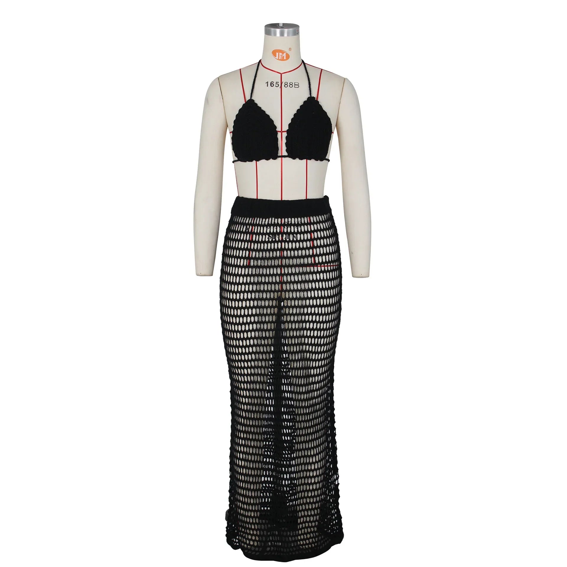 DEKA Beach Cover Up High Split Crochet Knitted Tunic Beach Dress Beach Wear Beachwear Women Long Knit Hollow Tassels Skirt Suit