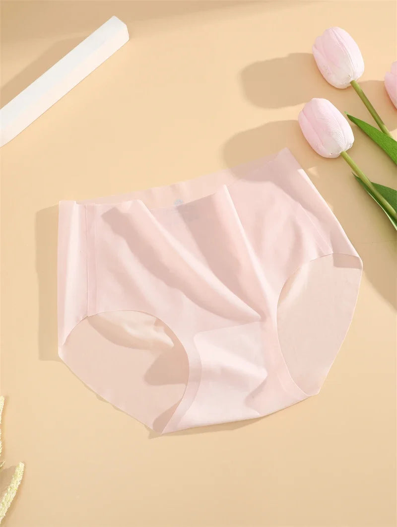 2PCS Seamless Ice Silk Briefs Women's Transparent Panties Sexy Breathable Underwear Female Stretch Erotic Korean Ultra Lingerie