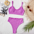 Bikini 2026 Sexy Swimwear Swimsuit Women Solid Ruffled High Waist Bikinis Set Bathing Suit Bikini Taille Haute Biquinis Feminino