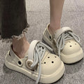 Women Summer Sandals Lace-up Style 2 Way to Wear Couples Fashion Platform Clogs Soft EVA Thick Sole Men Beach Street Slippers
