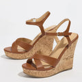 Vintage Grain Summer Ankle-strap Wedges Sandals Women Retro White High Heels Sandals Platform Sandals Comfy Walking Dress Shoes