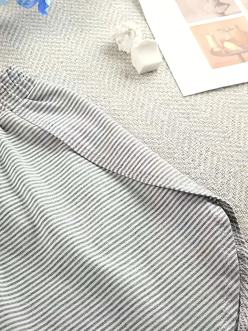 Women Striped Pajama Set 2pcs Short Sleeve Crop Top Elastic Waist Shorts Soft Summer Loungewear Home Sleepwear